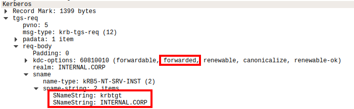 Kerberos request for delegation ticket