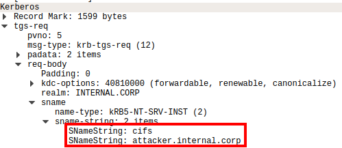 Kerberos request for service ticket